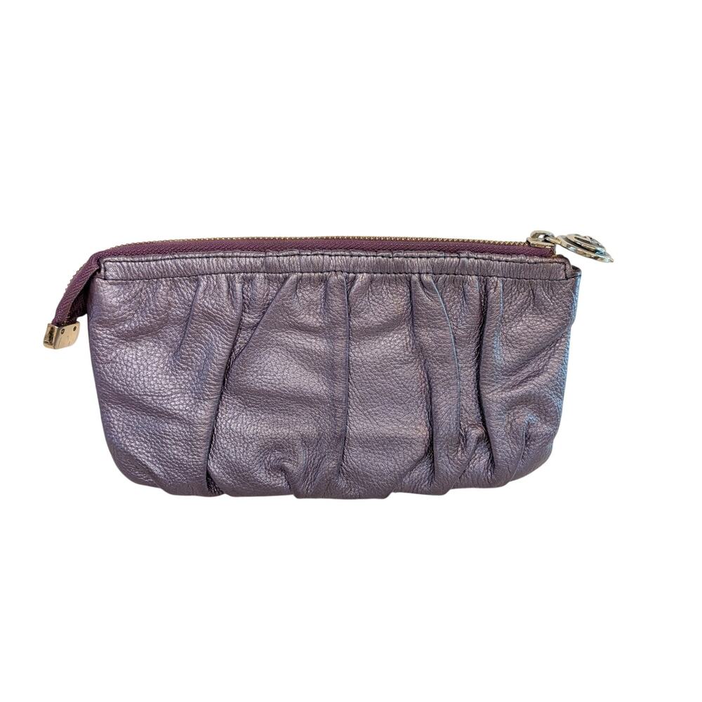 Gucci Vintage Y2K Metallic Purple Leather Pouch Clutch Interlocking G Charm